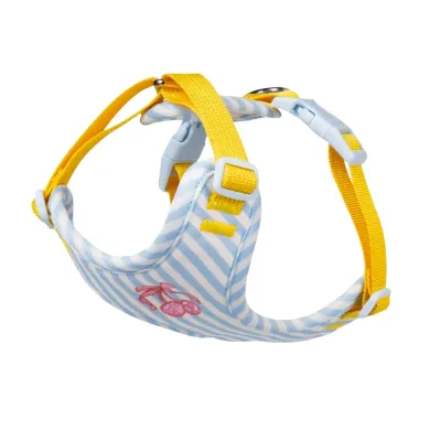 Blue Striped Dog Vest Harness Adjustable Soft Pet Harness for Small Dogs blue striped dog harness soft adjustable vest harness cherry embroidery small dog harness