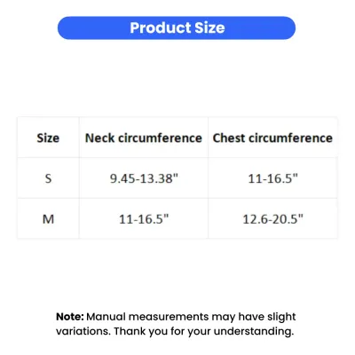 Dog Harness Size Chart Small Medium Neck and Chest Measurements dog harness size chart with neck and chest circumference measurements for small and medium dogs