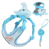 blue adjustable dog harness and leash set with plush toy for small dogs bulk wholesale