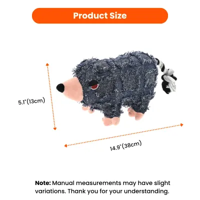 Product size chart for mole dog toy showing 14.9 inches in length and 5.1 inches in height.