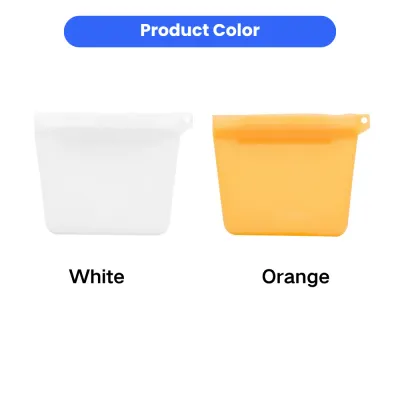 silicone pet food pouch in white and orange color options reusable dog treat storage bag