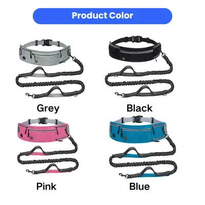 Hands-Free Dog Leash Belt Color Options Grey Black Pink Blue | Petfairs Wholesale dog running leash belt kit color options grey black pink blue waist leash