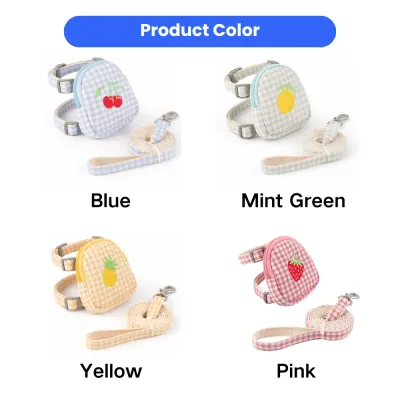 Wholesale Fruit Dog Harness Set Multiple Colors Blue Mint Green Yellow Pink fruit dog harness and leash set available in blue mint green yellow and pink colors wholesale pet supplies
