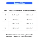 dog harness size chart with neck and chest measurements for small medium large dogs