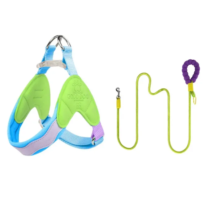 Green Dog Harness and Leash Set Breathable Soft Fit green dog harness and leash set breathable soft padded adjustable harness for small dogs