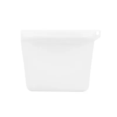 white silicone pet food pouch reusable dog treat storage bag minimalist design