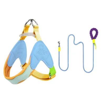 Blue Dog Harness and Leash Set Soft Padded Anti Pull blue dog harness and leash set soft padded breathable anti pull harness for small dogs wholesale