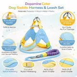 Dopamine Dog Harness and Leash Set Features Overview dopamine color dog harness and leash set soft padded breathable anti pull no choke dog harness wholesale