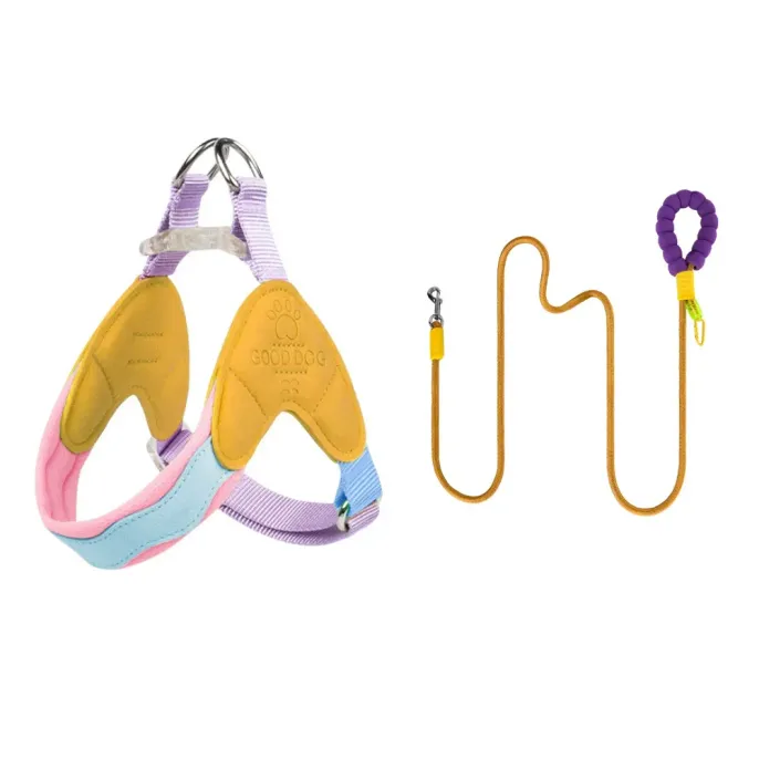 Yellow Dog Harness and Leash Set Lightweight Durable yellow dog harness and leash set lightweight durable nylon harness for puppies and small dogs