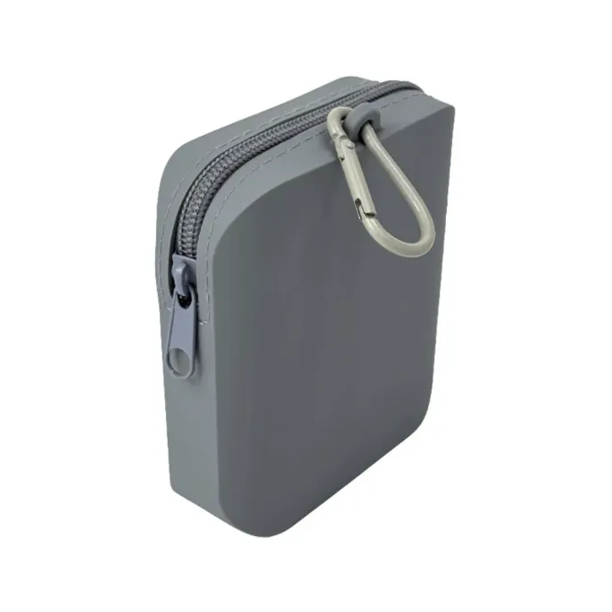 Grey Silicone Dog Treat Pouch Portable Pet Snack Storage Bag grey silicone dog treat pouch compact snack bag with carabiner clip