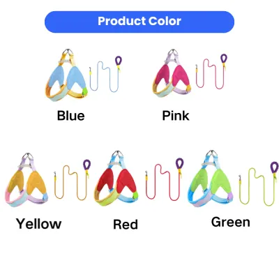 Dog Harness and Leash Set Multiple Color Options dog harness and leash set multiple colors blue pink yellow red green wholesale pet supplies
