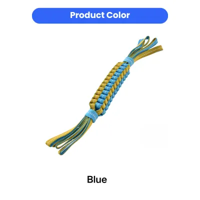 GlowPet Tug Toy - Blue and Yellow Edition A high-quality braided polyester webbing dog toy in vibrant blue and yellow colors.