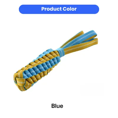 Blue Braided Dog Tug Toy Wholesale | Durable Rope Toy | Petfairs blue braided dog tug toy made of woven polyester for chewing and tug play