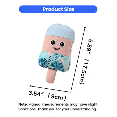 Ice Pop Dog Toy Size Chart Product dimensions for the ice pop dog toy showing a height of 6.89 inches (17.5cm) and width of 3.54 inches (9cm).