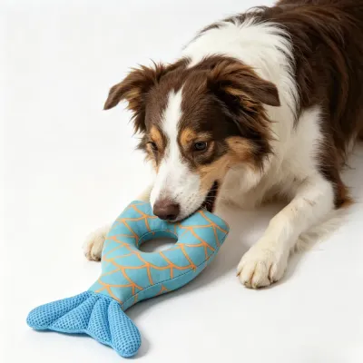 dog chewing mermaid tail toy interactive dog toy indoor soft squeaky dog toy Petfairs