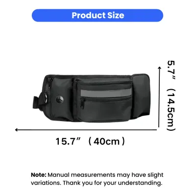 Dog Training Belt Bag Size 40cm Adjustable Waist Storage Bag | Petfairs dog training waist bag size 40cm length 14.5cm height measurement detail