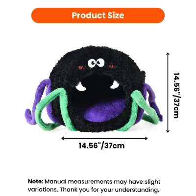 Product size chart showing the spider pet bed measures 14.56 inches (37cm) in height and width.
