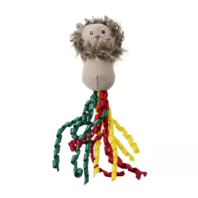 Lion Cat Toy with Ribbons – Catnip Plush Interactive Toy Bulk | Petfairs lion cat toy plush with colorful ribbons catnip toy for cats wholesale