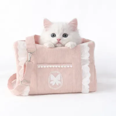 Cute Cat Carrier Bag with Kitten | Soft Pink Pet Travel Carrier | Petfairs cute cat carrier bag pink soft pet travel carrier for small cats breathable portable cat bag