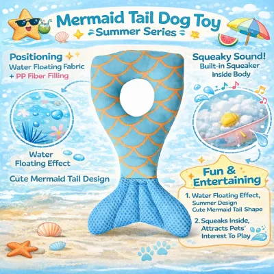mermaid tail dog toy water floating squeaky dog toy features summer dog toy Petfairs