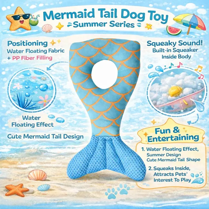 Mermaid Tail Dog Toy Water Floating Squeaky Dog Toy Features | Petfairs mermaid tail dog toy water floating squeaky dog toy features summer dog toy Petfairs