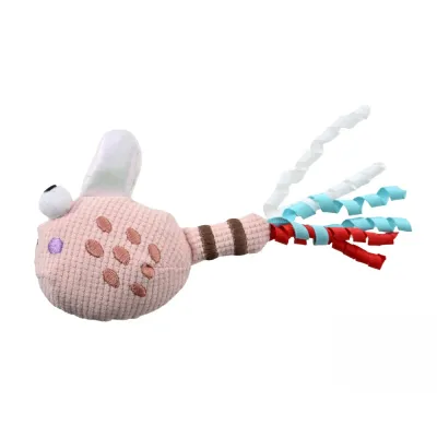 fish shape cat toy with ribbons soft fabric catnip toy isolated