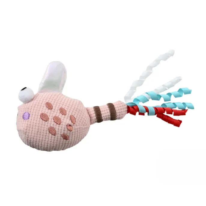 Fish Shape Catnip Toy with Ribbons Soft Cat Toy Bulk Supply fish shape cat toy with ribbons soft fabric catnip toy isolated