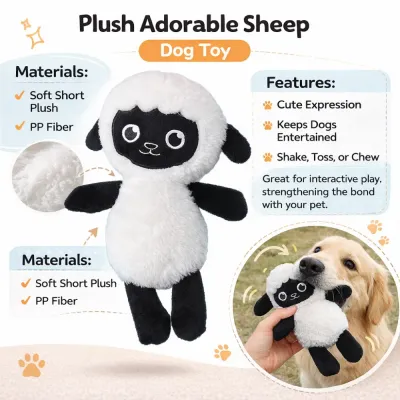 Plush Sheep Dog Toy Features | Soft Plush PP Fiber Interactive Dog Toy plush sheep dog toy features soft plush pp fiber interactive chew toss dog toy