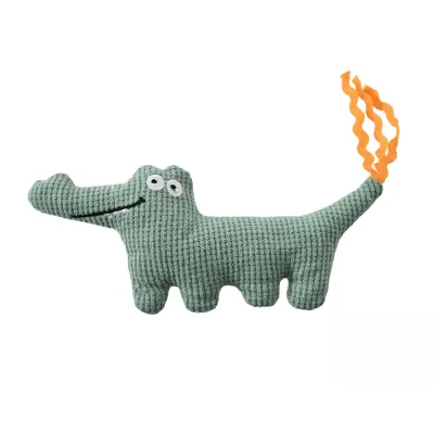 plush alligator cat toy catnip stuffed toy soft green pet toy for cats wholesale