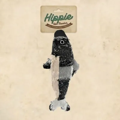 Hippie Tale Theater Fish Cat Toy Packaging Hippie tale theater branded fish cat toy with vintage cardboard packaging.