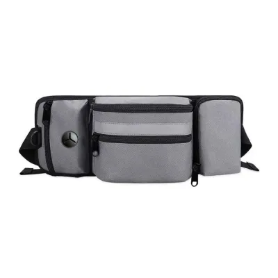 Grey Dog Training Waist Bag with Multi Pockets Wholesale Pet Supplies | Petfairs grey dog training waist bag with zipper pockets durable fabric and adjustable strap