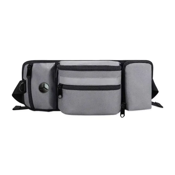  grey dog training waist bag with zipper pockets durable fabric and adjustable strap