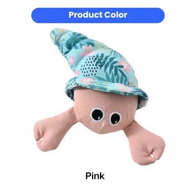 Crab Dog Toy Pink Color Option | Wholesale Pet Toys pink crab dog toy soft fabric squeaky toy tropical design