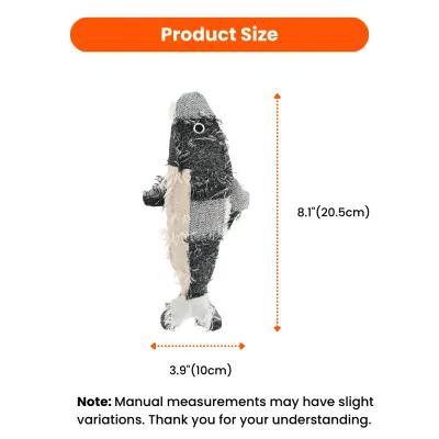Hippie Fish Cat Toy Size Dimensions Dimensions of the fish cat toy showing 8.1 inches length and 3.9 inches width.
