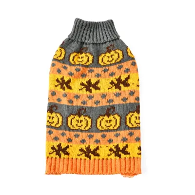 grey pumpkin halloween dog sweater knit pet apparel for small dogs