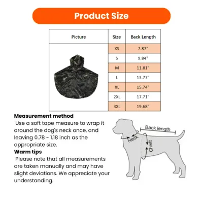 dog halloween cape size chart xs to 3xl with back length measurement guide pet costume