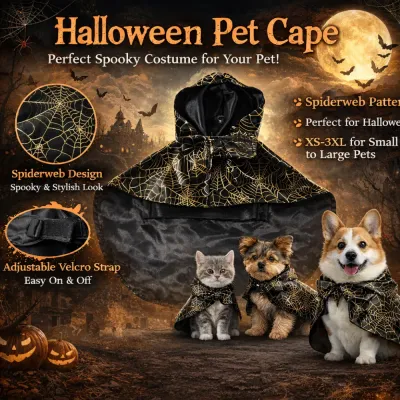 halloween pet cape spiderweb costume for dogs and cats with adjustable strap wholesale petfairs