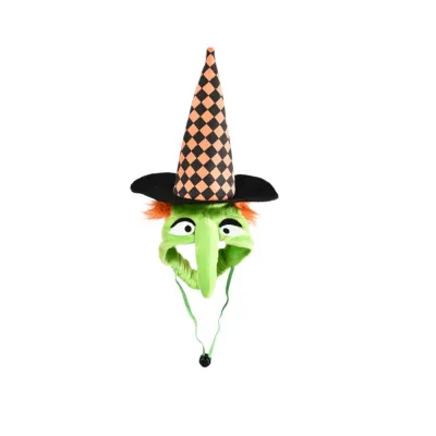 halloween pet witch hat front view adjustable dog costume with chin strap wholesale