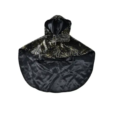 black halloween dog cape with gold spiderweb pattern pet costume wholesale petfairs