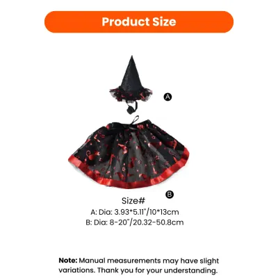 pet costume size chart witch hat tutu dog cat measurement guide