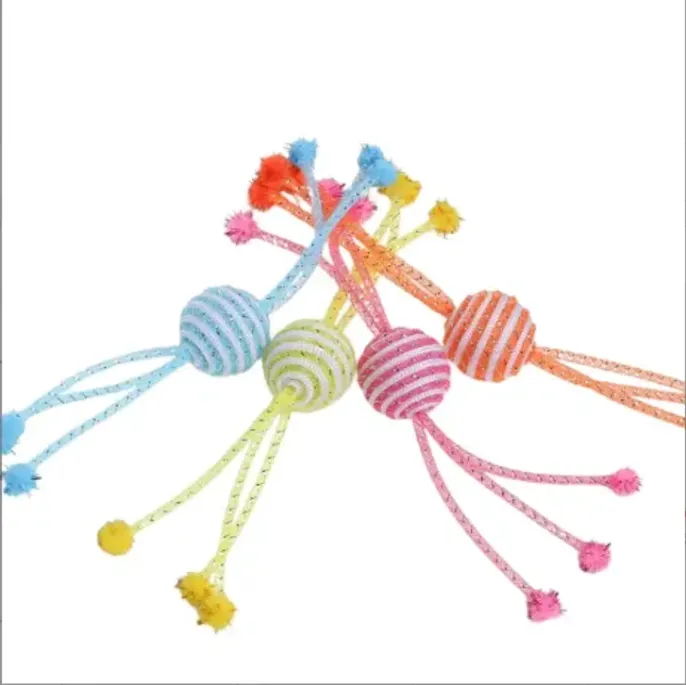 4 Pack Durable Soft Tube Cotton Rope Ball Cat Toy