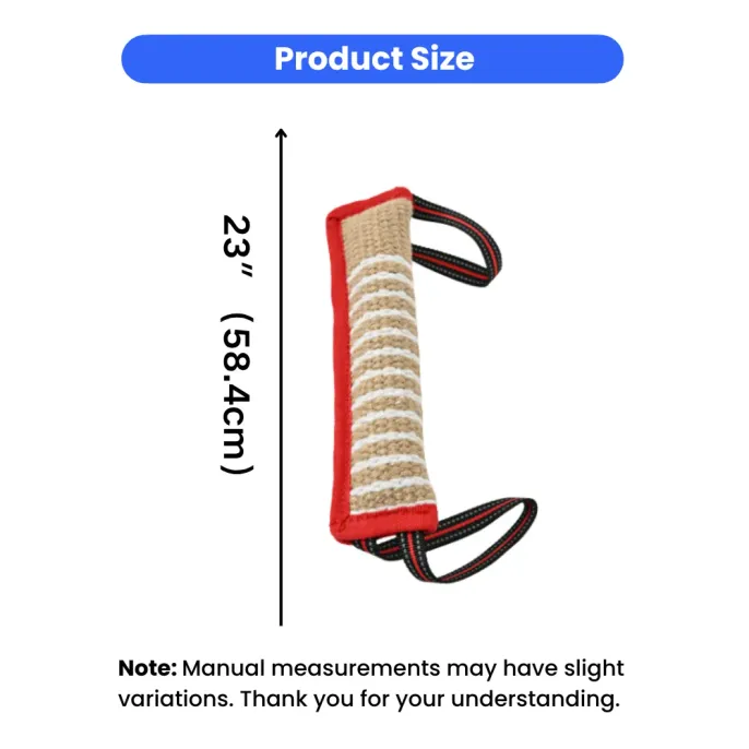 dog bite tug toy size 23 inch 58.4 cm with handle for training and chewing