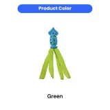green interactive dog toy with fabric strips and rubber chew head wholesale dog toys bulk