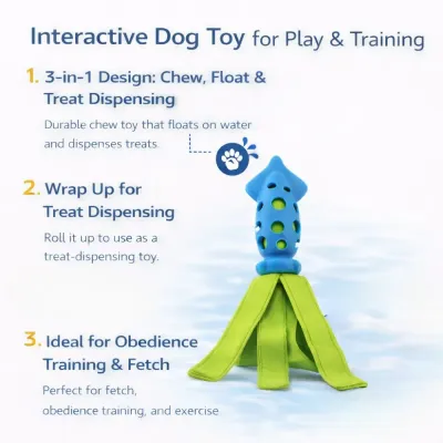 3 in 1 interactive dog toy chew float treat dispensing training toy for dogs fetch obedience