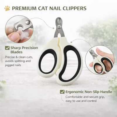 Premium Cat Nail Clippers with Sharp Blades & Ergonomic Handle cat nail clippers sharp precision blades ergonomic non slip handle grooming tool