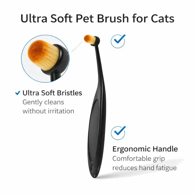 ultra soft bristles cat grooming brush ergonomic handle comfortable grip