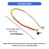Measurement diagram showing a stretched cat rope toy with a total length of 27.5 inches or 69.8 centimeters.