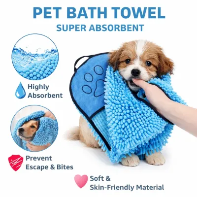 pet bath towel prevents escape and bites soft absorbent microfiber dog towel