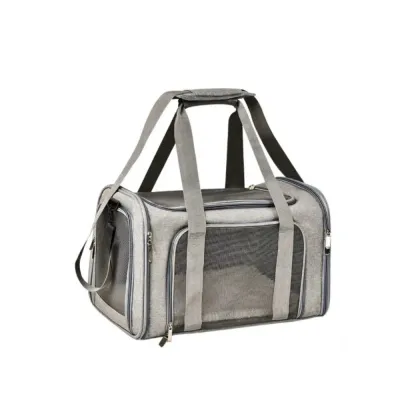 Grey Dog Carrier Bag Breathable Pet Travel Bag Bulk Supply grey dog carrier bag breathable mesh pet travel bag wholesale supplier