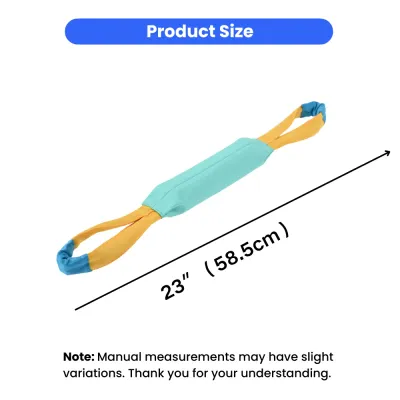 Durable-Dog-Toy-Size-Specifications Product dimensions showing the dog tug toy is 23 inches or 58.5 cm in length.